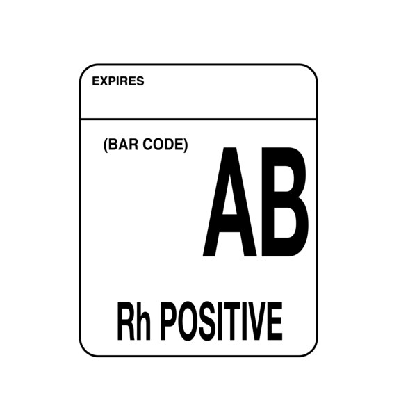 Label, AB Rh Positive 2" x 1-5/8" White w/Black
